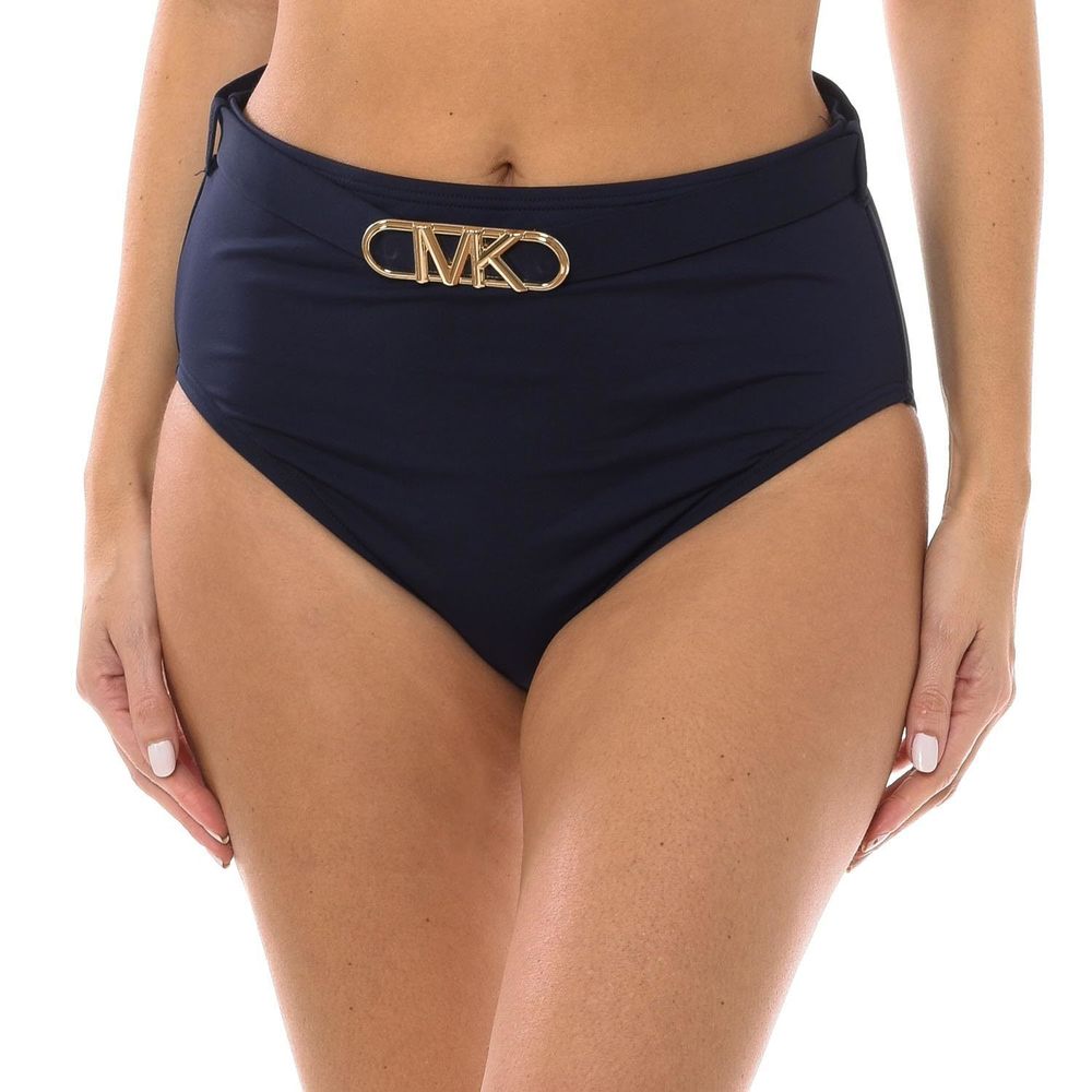 Michael Michael Kors Womens Bellted High -Waist Swim Bottom Separates Navy M